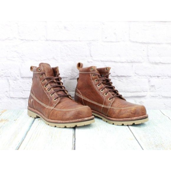 LL Bean Brown Leather chukka Buffalo Plaid Lined Ankle Boots Size 8 M - Picture 2 of 10